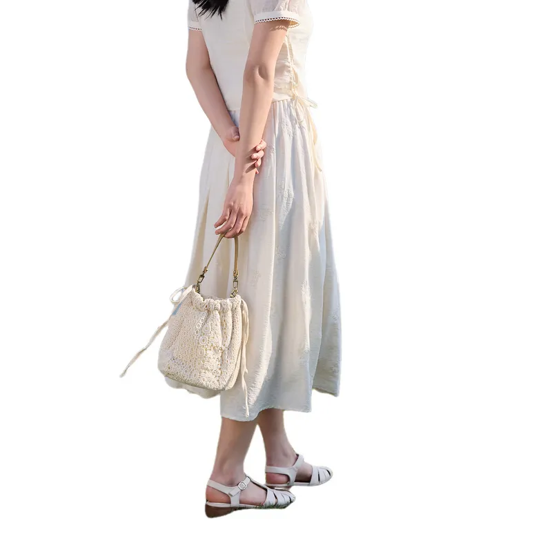 ZIHAN Casual Long Skirt Women's Beige-1