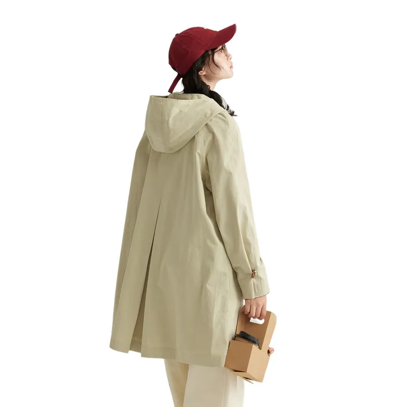 ZIHAN Trench Coat Women's Khaki Green-1