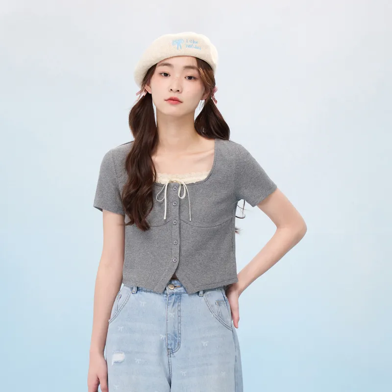 ZIHAN Set in Sleeve T Shirt Women's-3