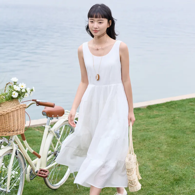 ZIHAN Sleeveless Dress Women's Ecru-3