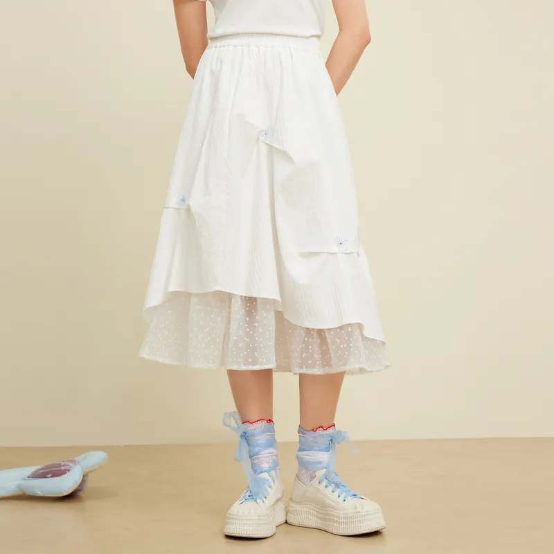 ZIHAN Casual Long Skirt Women's Sunshine White-2
