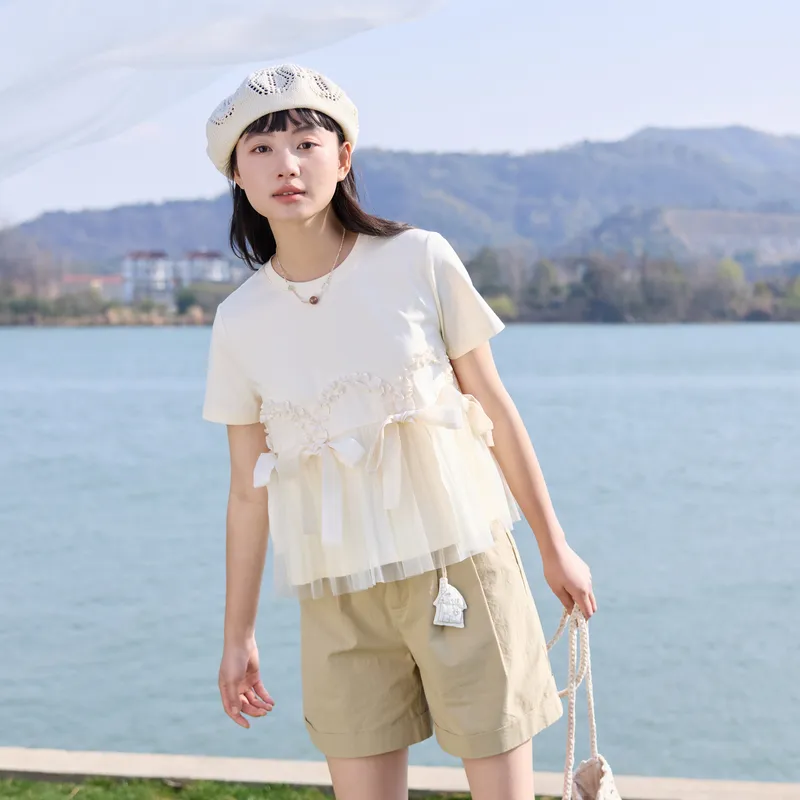 ZIHAN T Shirt Women's Beige Apricot-1