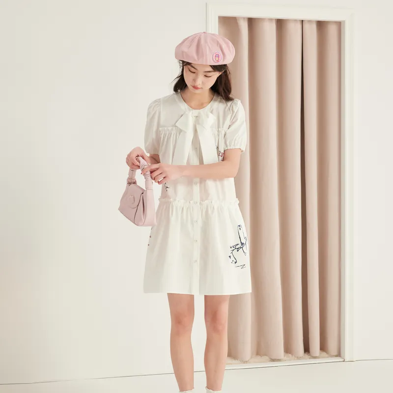 ZIHAN Short Sleeved Dresses Women's White-1