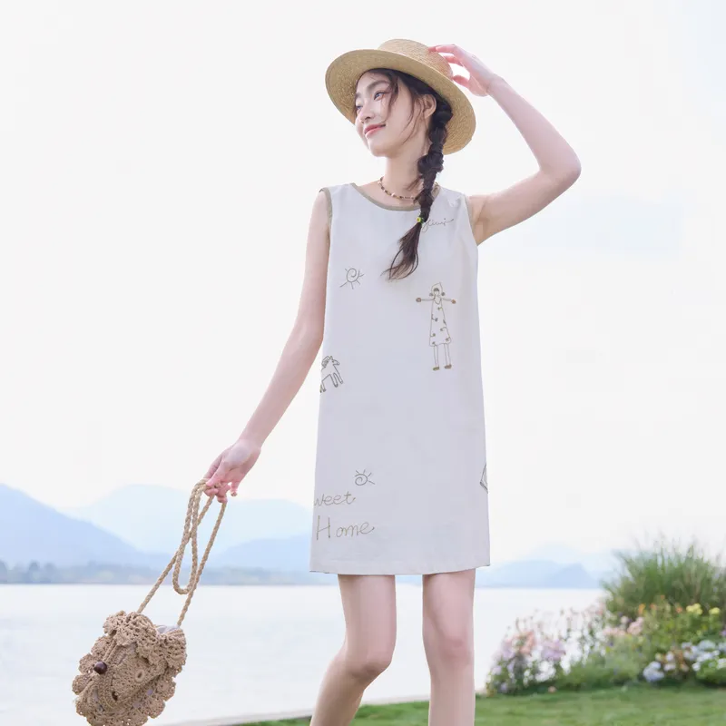ZIHAN Sleeveless Dress Women's Ecru-5