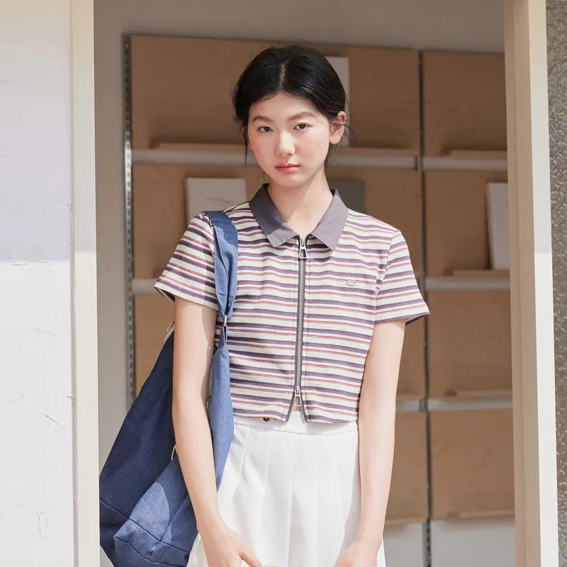 ZIHAN T Shirts Women's Red Stripes-4