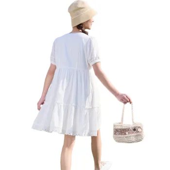 ZIHAN Short Sleeved Dress Women's Raw White
