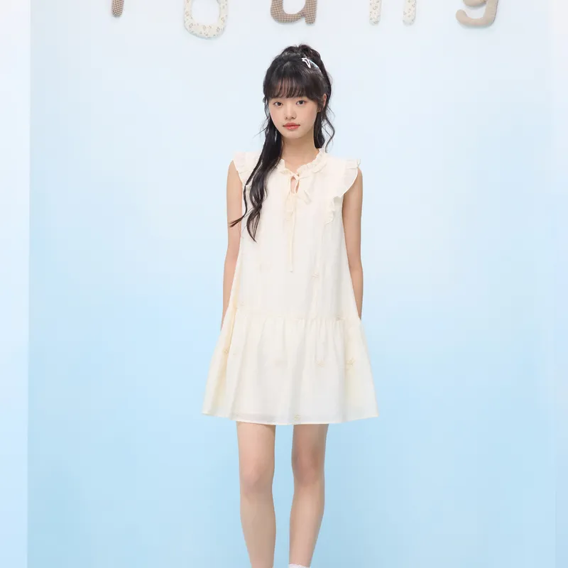 ZIHAN Sleeveless Dress Women's Beige-1