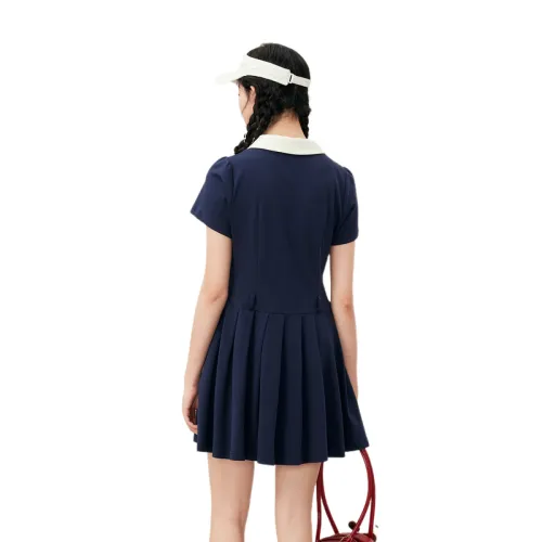 ZIHAN Short Sleeved Dress Women's Deep Navy Blue
