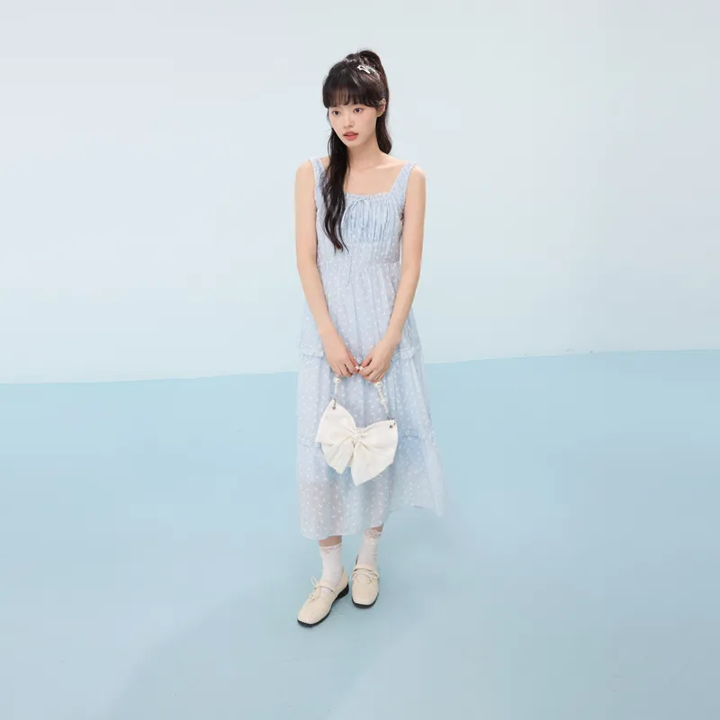 ZIHAN Slip Dress Women's Blue With Print-4