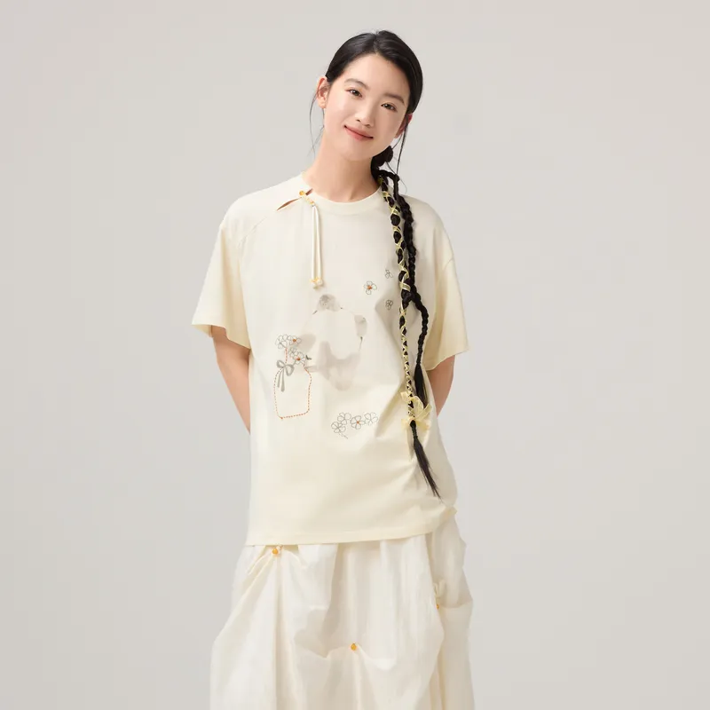 ZIHAN T Shirts Women's Beige Gold-4