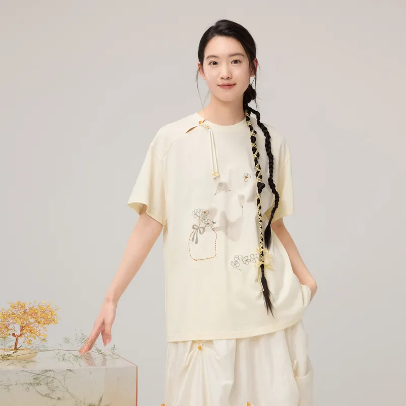 ZIHAN T Shirts Women's Beige Gold-2
