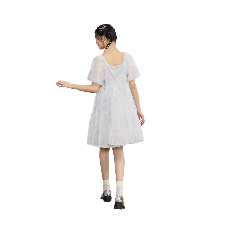 ZIHAN Short Sleeved Dress Women's Fresh Purple-4