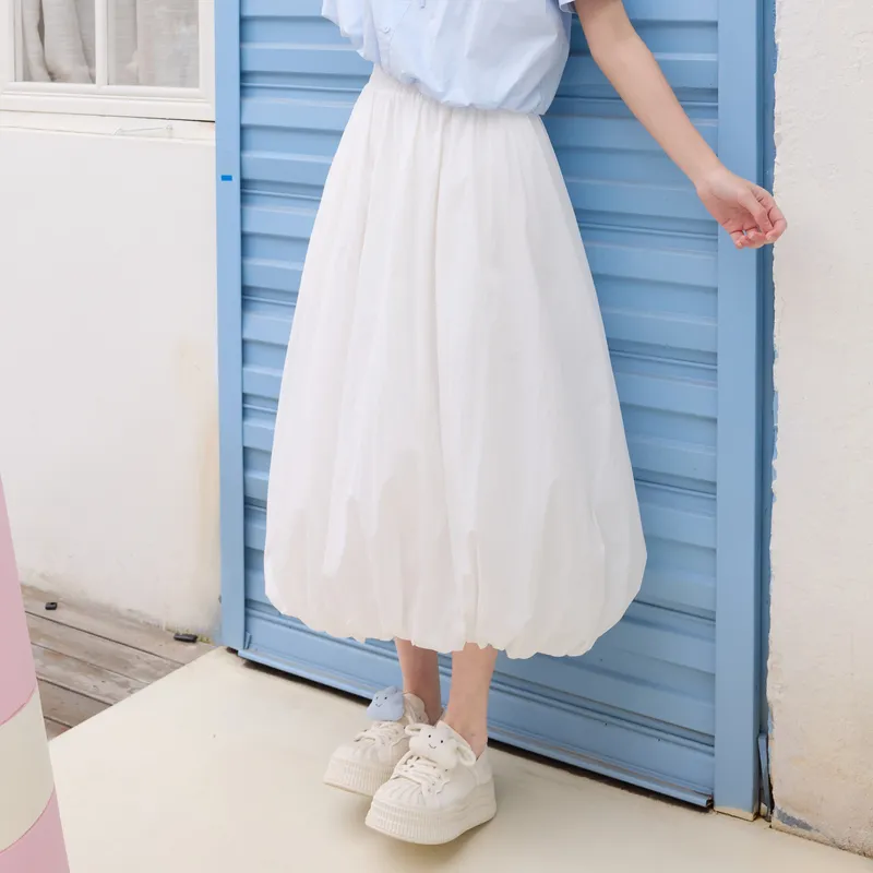 ZIHAN Casual Long Skirt Women's White-4