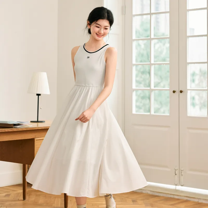 ZIHAN Sleeveless Dresses Women's White-2