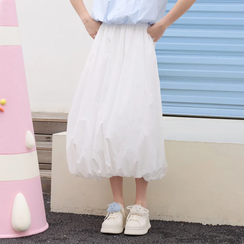 ZIHAN Casual Long Skirt Women's White-2