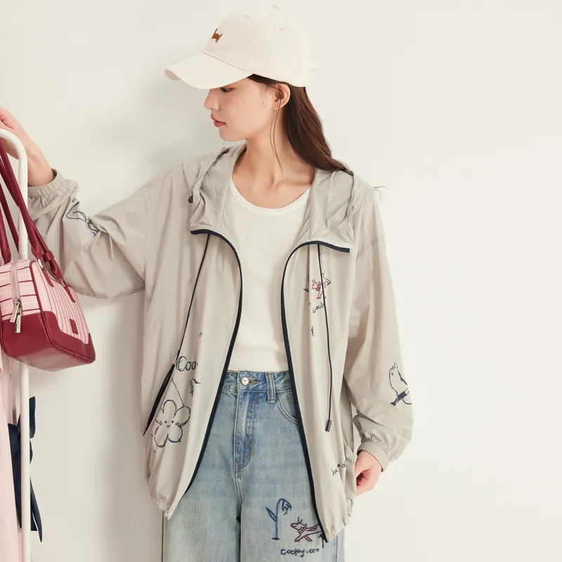 ZIHAN Cropped Coat Women's Preppy Gray-1