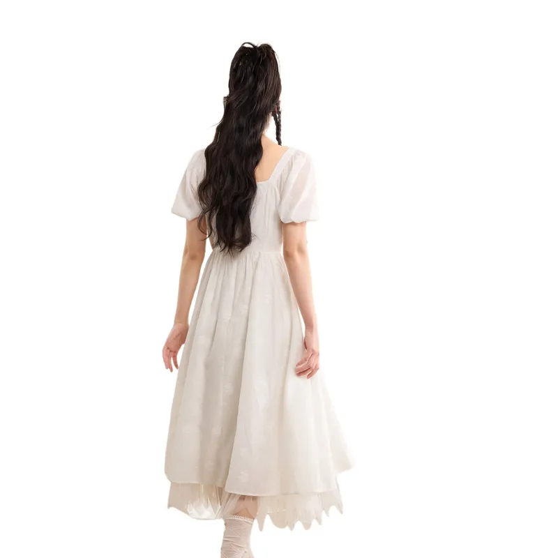 ZIHAN Short Sleeved Dress Women's Pearl White-1