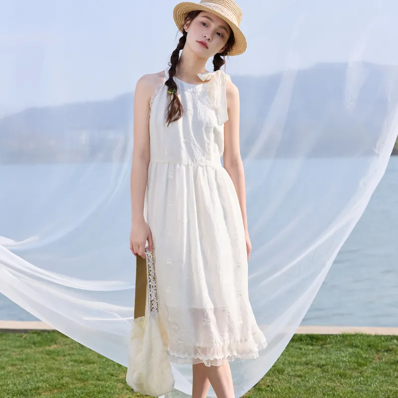 ZIHAN Sleeveless Dress Women's Beige Gold-1