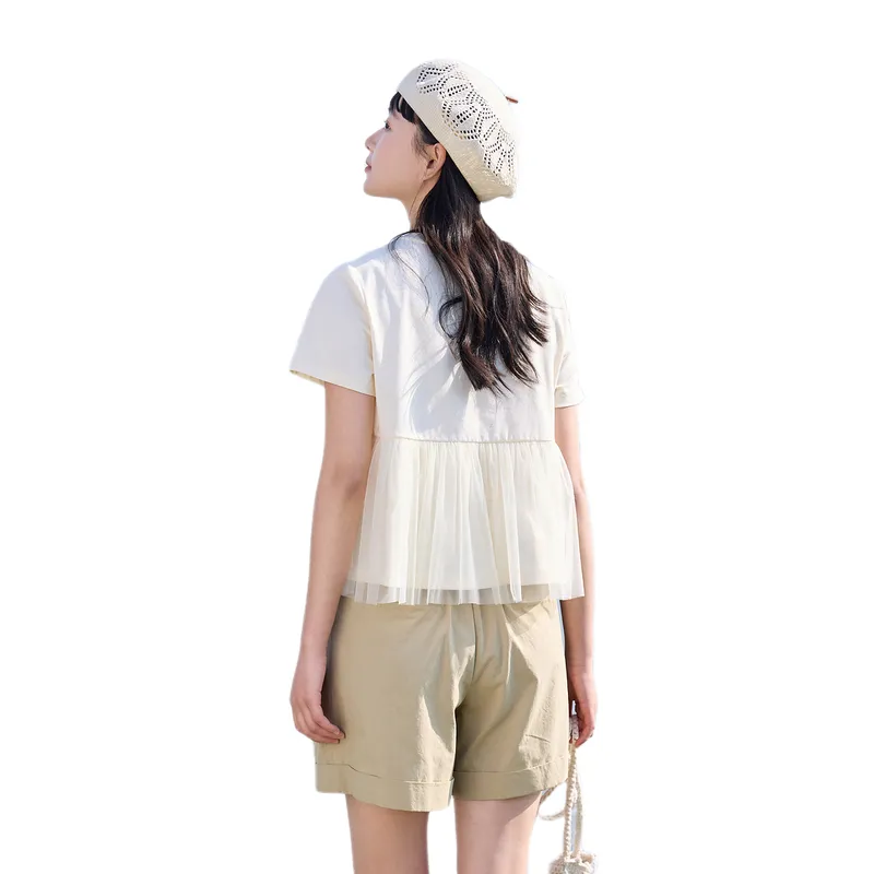 ZIHAN T Shirt Women's Beige Apricot-0