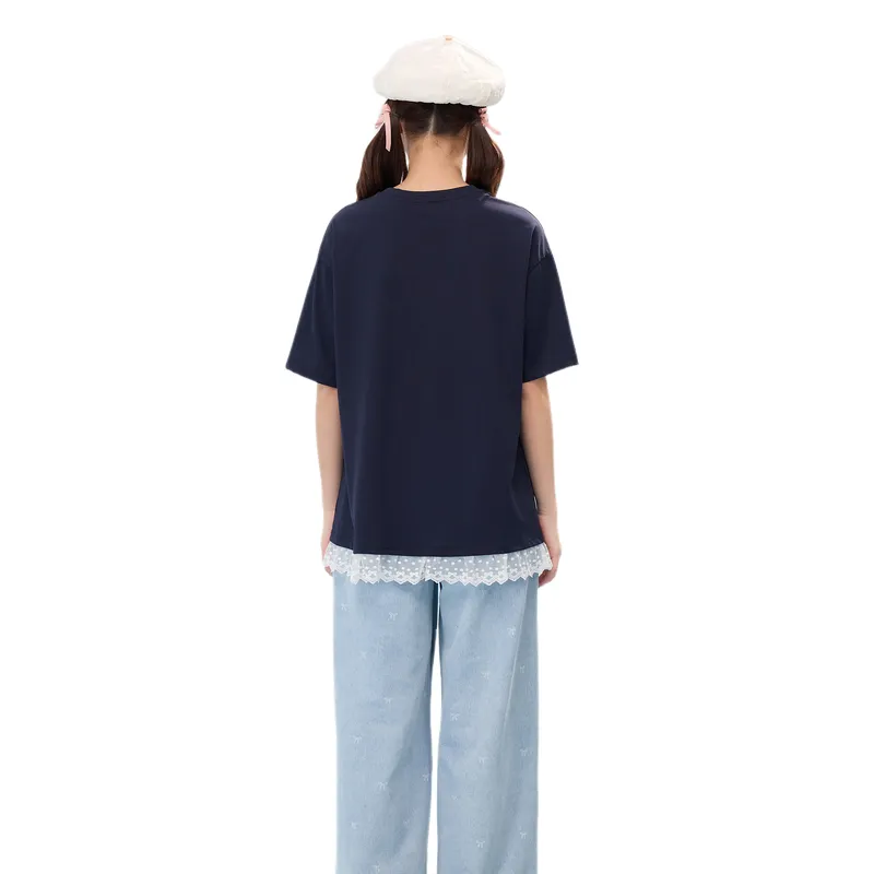 ZIHAN T Shirt Women's Navy Blue-0
