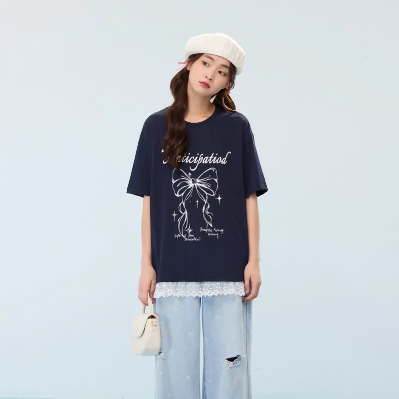 ZIHAN T Shirt Women's Navy Blue-1