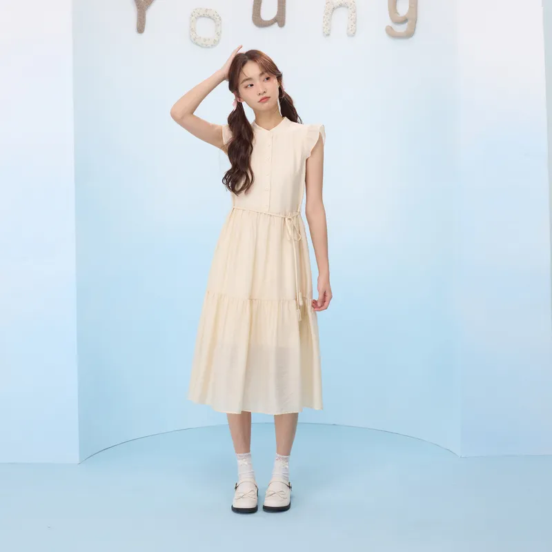 ZIHAN Sleeveless Dress Women's Beige-1