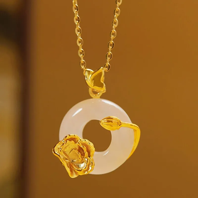 Celebrate The Great Blessing Chalcedony Jade Necklaces Women's-1