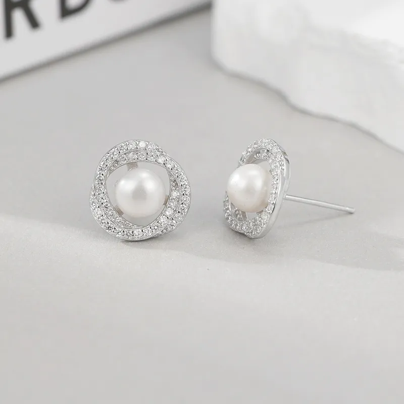 Celebrate The Great Blessing Pearl Stud Earrings Women's-3
