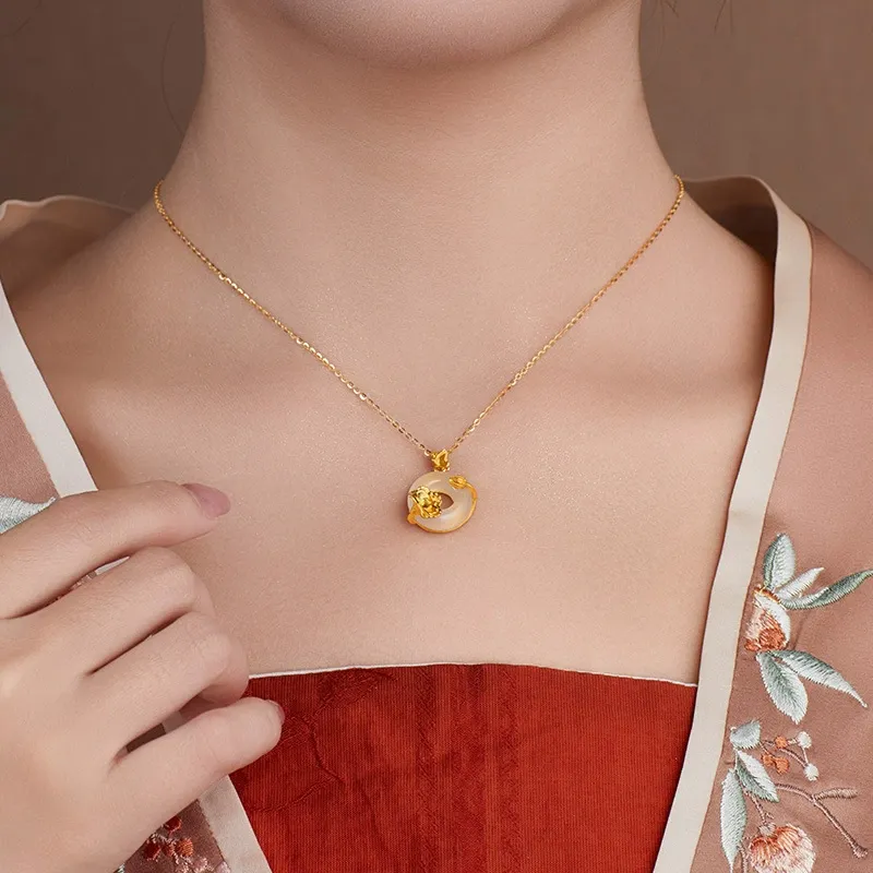 Celebrate The Great Blessing Chalcedony Jade Necklaces Women's-3