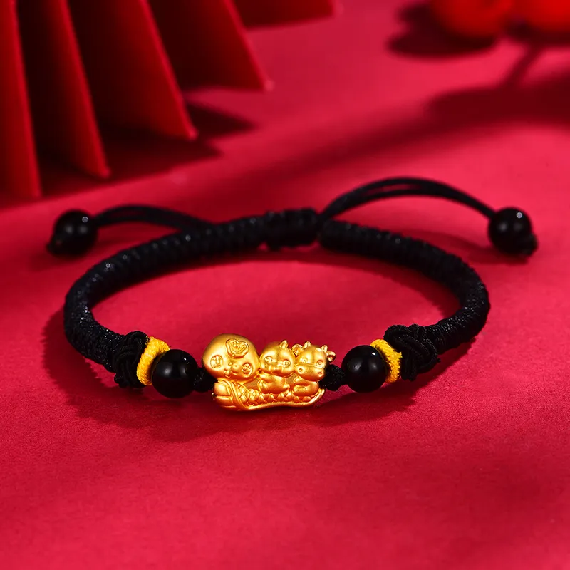 Celebrate The Great Blessing Three in One Pi Xiu Collection Solid Gold Priced In Gram Gold Bracelet Women's-1