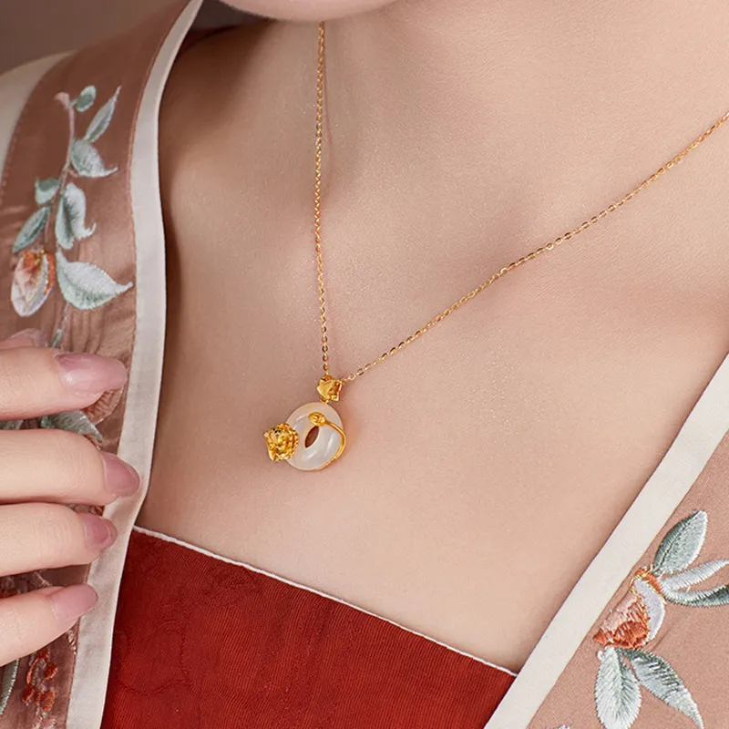 Celebrate The Great Blessing Chalcedony Jade Necklaces Women's-4