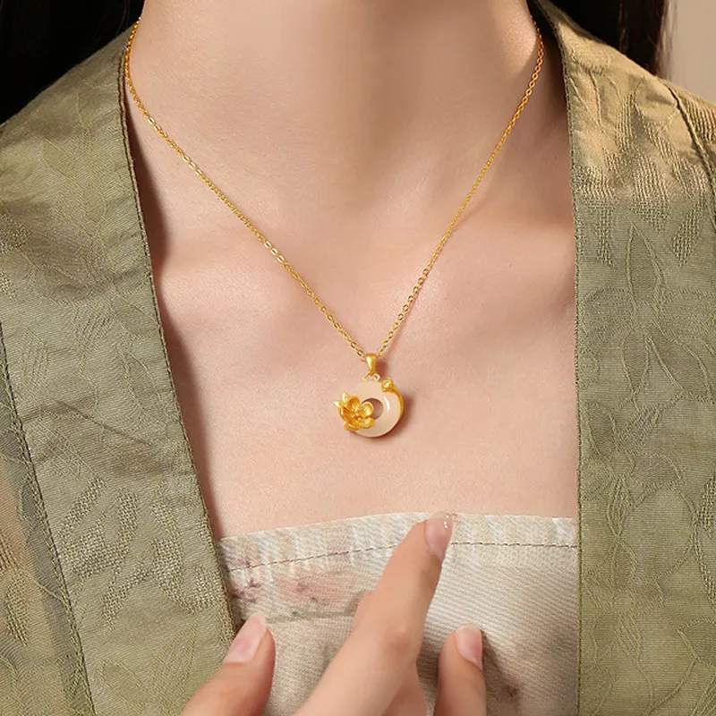 Celebrate The Great Blessing Chalcedony Jade Necklaces Women's-4