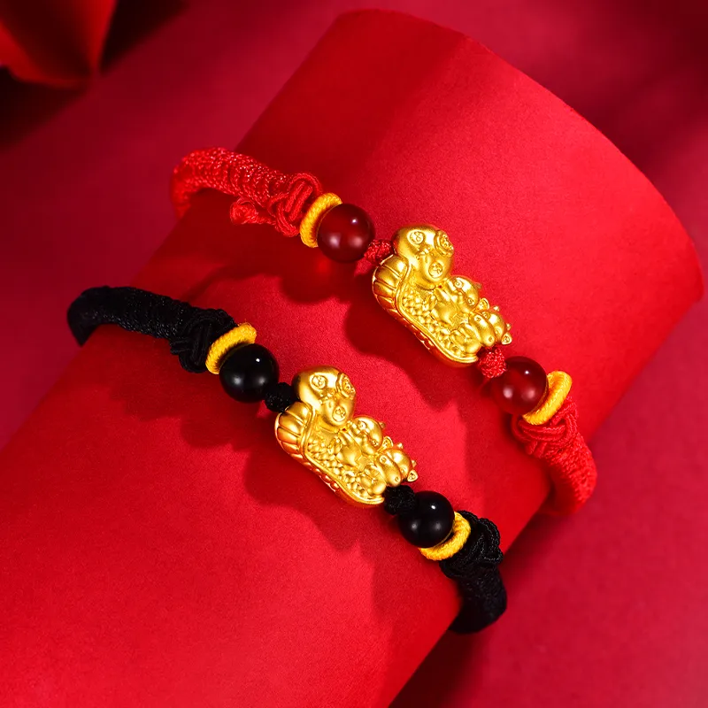 Celebrate The Great Blessing Three in One Pi Xiu Collection Solid Gold Priced In Gram Gold Bracelet Women's-7