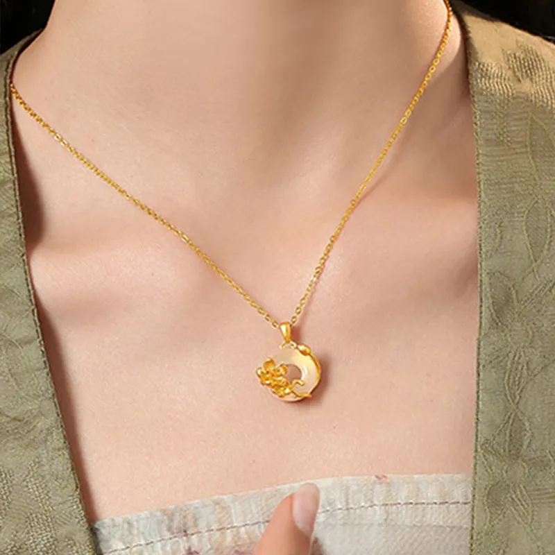 Celebrate The Great Blessing Chalcedony Jade Necklaces Women's-3