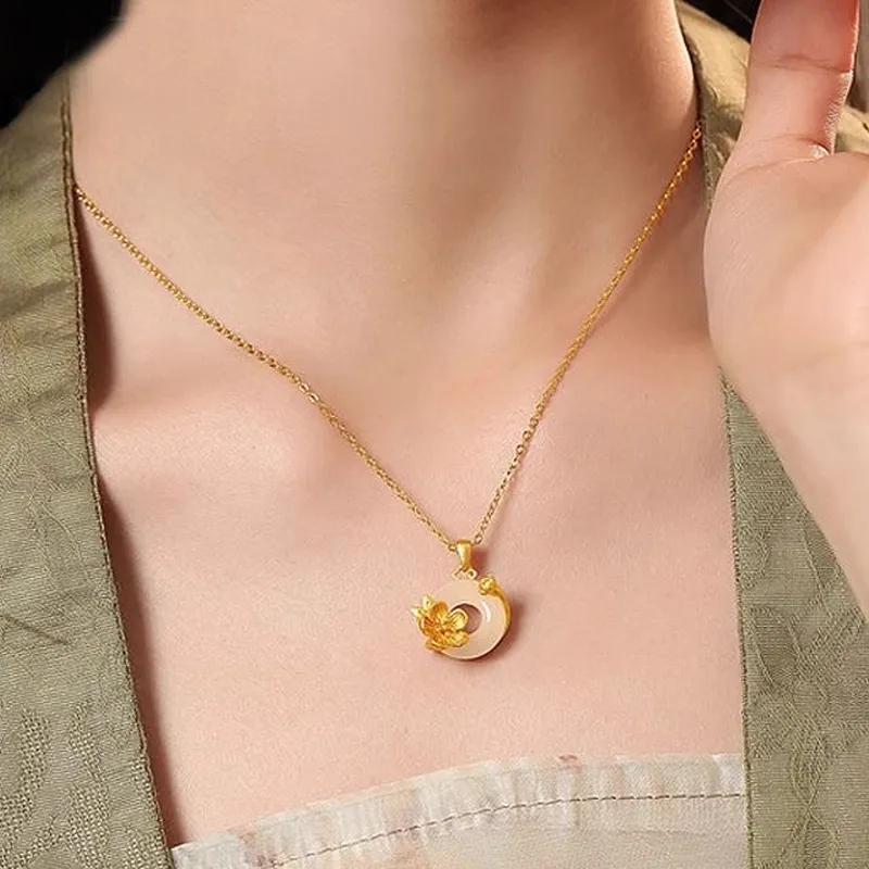 Celebrate The Great Blessing Chalcedony Jade Necklaces Women's-3