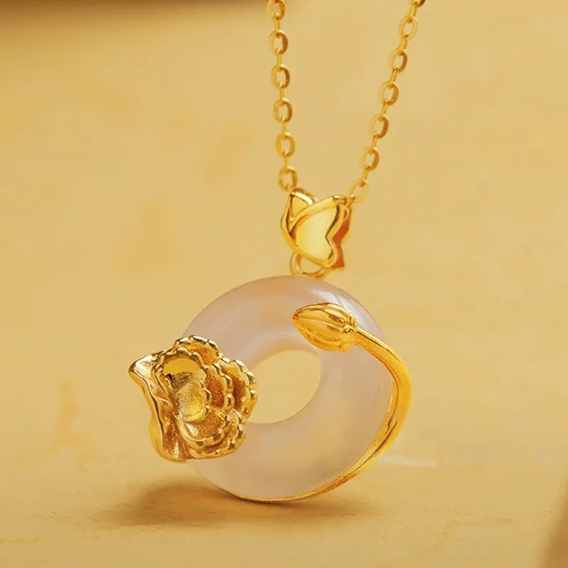 Celebrate The Great Blessing Chalcedony Jade Necklaces Women's-2