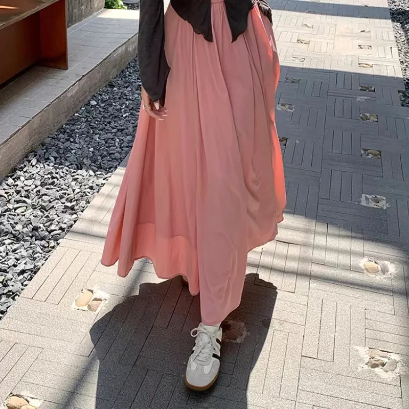 Aghr Casual Long Skirt Women's Pink-3