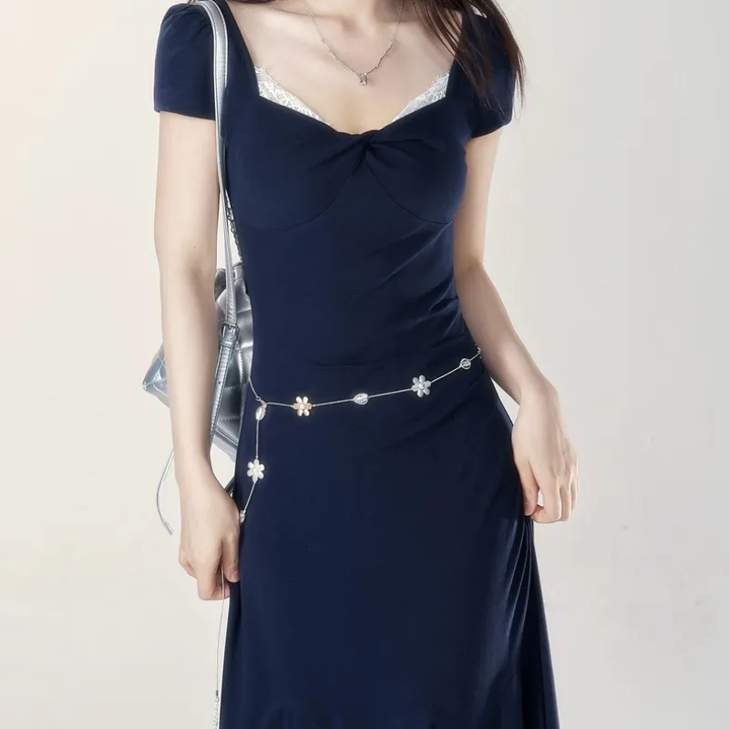 Aghr Short Sleeved Dress Women's Navy Blue-8