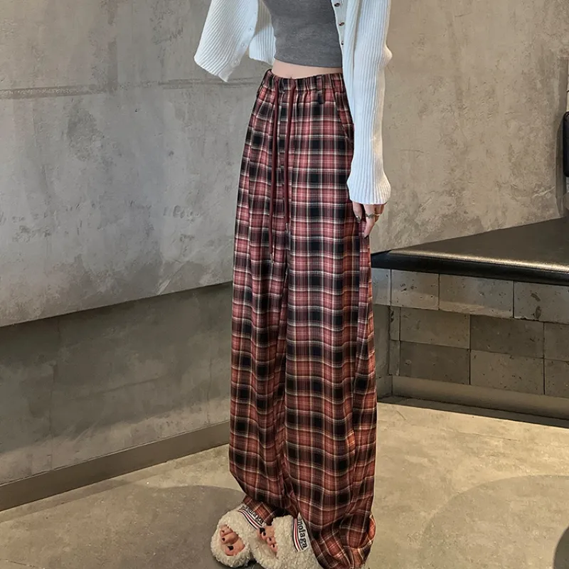 Aghr Casual Pants Women's Black White Plaid-13