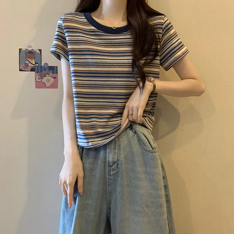 Aghr Set in Sleeve T Shirt Women's Navy Blue-5