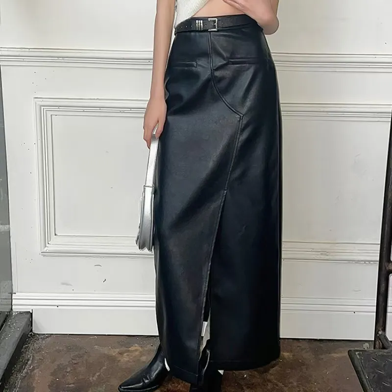 Aghr Leather Long Skirt Women's Black-0