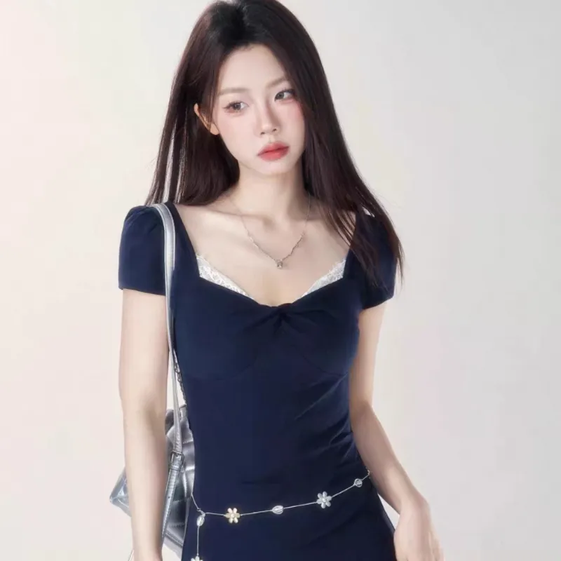 Aghr Short Sleeved Dress Women's Navy Blue-2