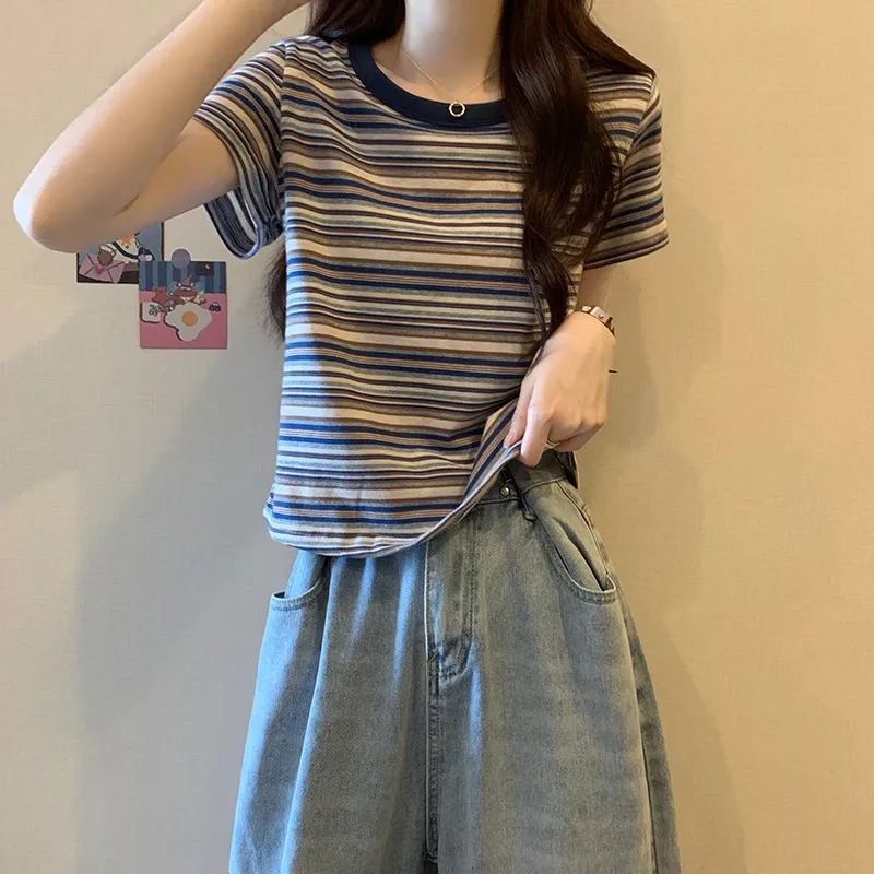 Aghr Set in Sleeve T Shirt Women's Navy Blue-3