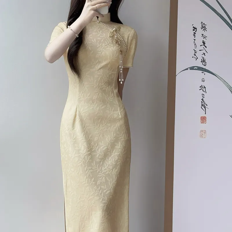 Aghr Short Sleeved Dress Women's Yellow-5