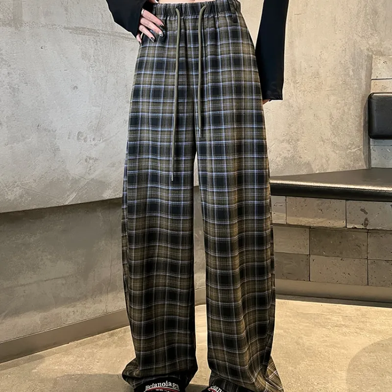 Aghr Casual Pants Women's Black White Plaid-6