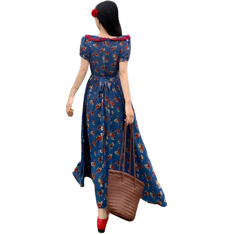 Aghr Short Sleeved Dress Women's Blue-1
