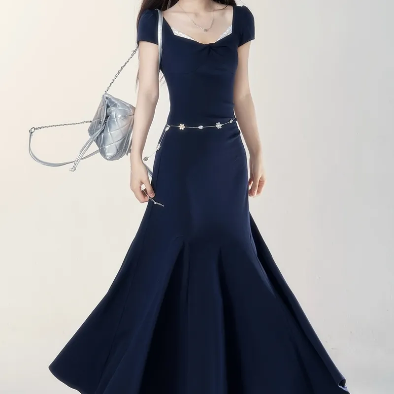 Aghr Short Sleeved Dress Women's Navy Blue-10