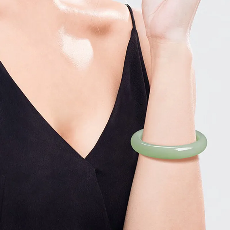 Bear Silversmith Hetian Jade Bangles White Jade/Pale Greenish White Jade Women's-4