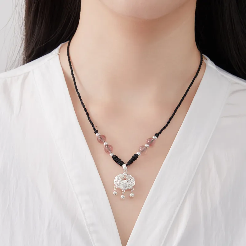 Bear Silversmith Chalcedony Sterling Silver Necklace Women's-4