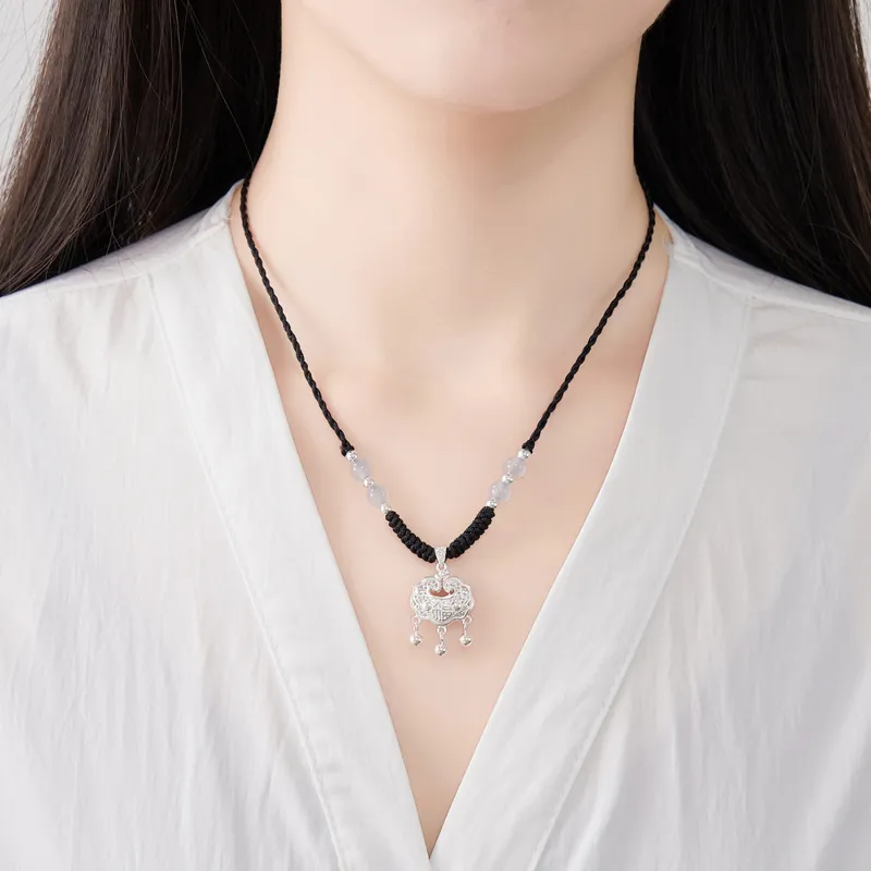 Bear Silversmith Agate Sterling Silver Necklace Women's-4